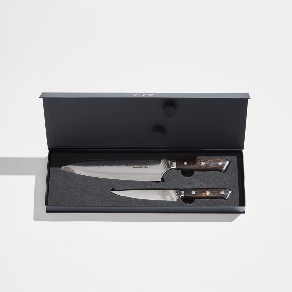 Damascus by Hâws Kockkniv 32 cm + Allkniv 24 cm Wengé