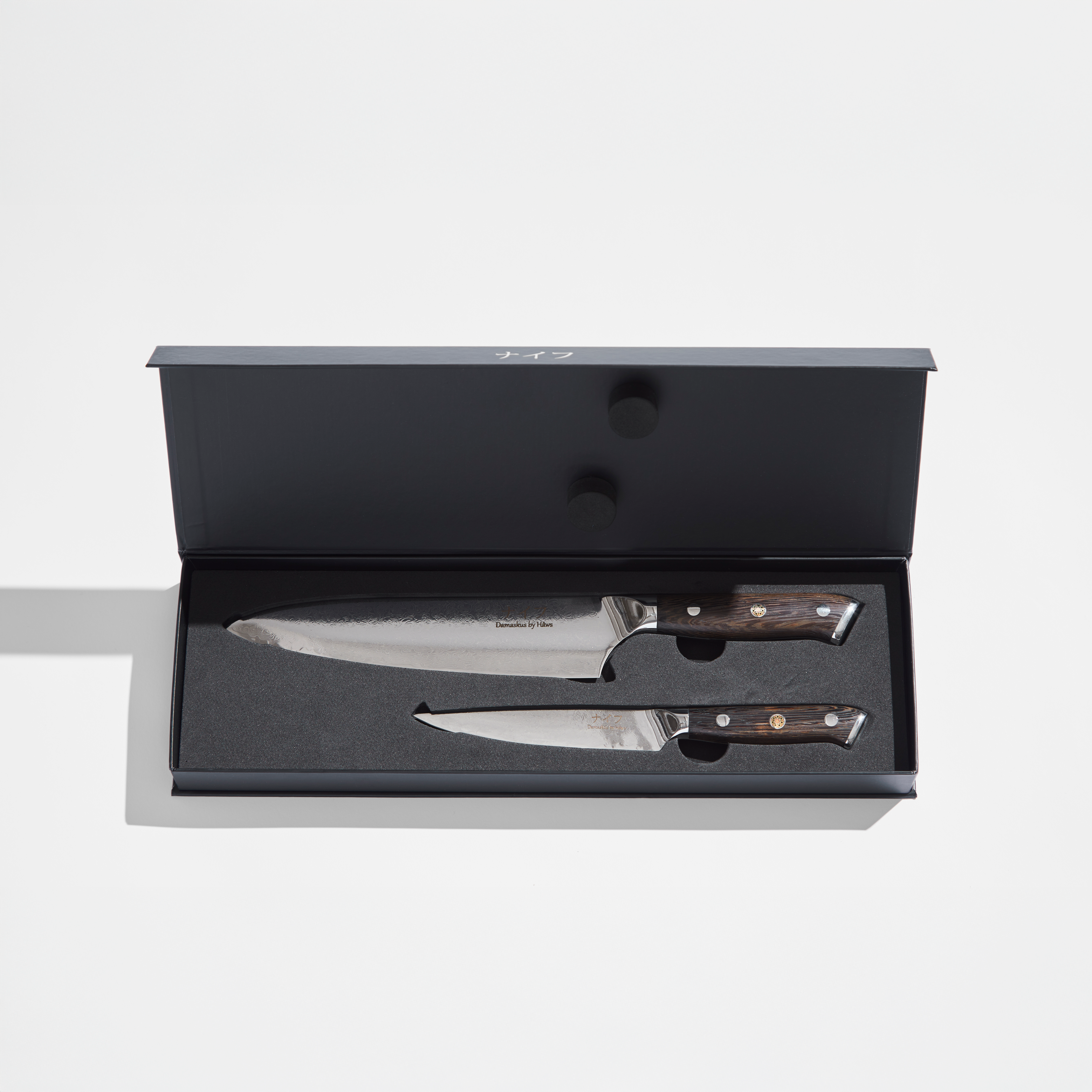 Damascus by Hâws Kockkniv 32 cm + Allkniv 24 cm Wengé