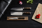 Damascus by Hâws Santokukniv 31,7 cm + Grönsakskniv 30 cm + Allkniv 24 cm Wengé