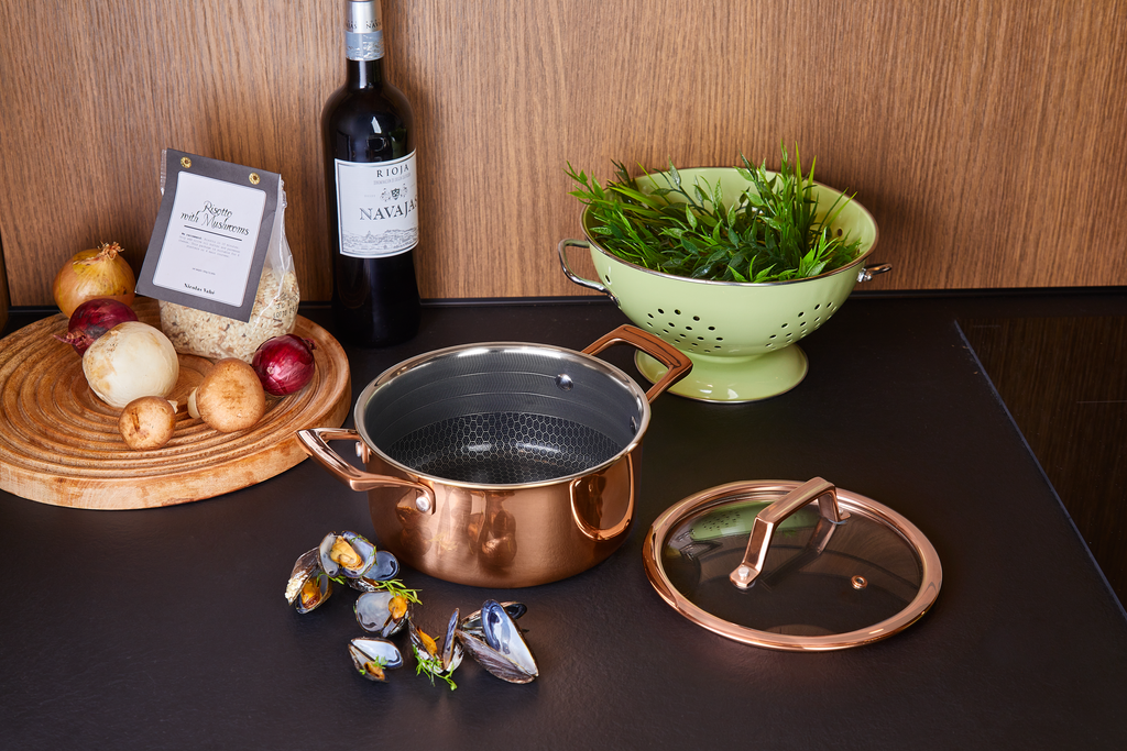 Hâws Santo Gryta 2,2 L med lock Hybridbeläggning Rose Gold