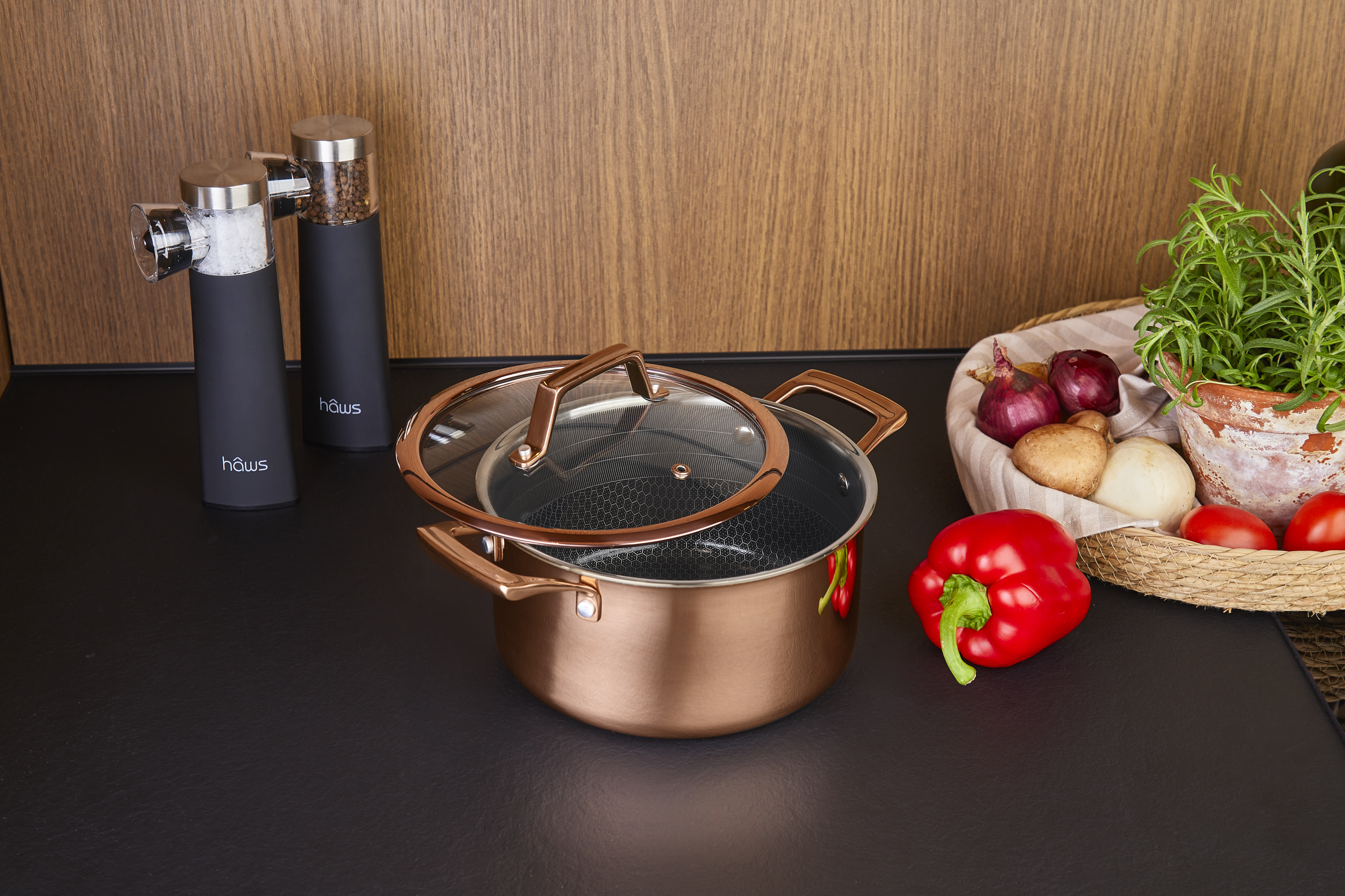 Hâws Santo Gryta 3,4 L med lock Hybridbeläggning Rose Gold