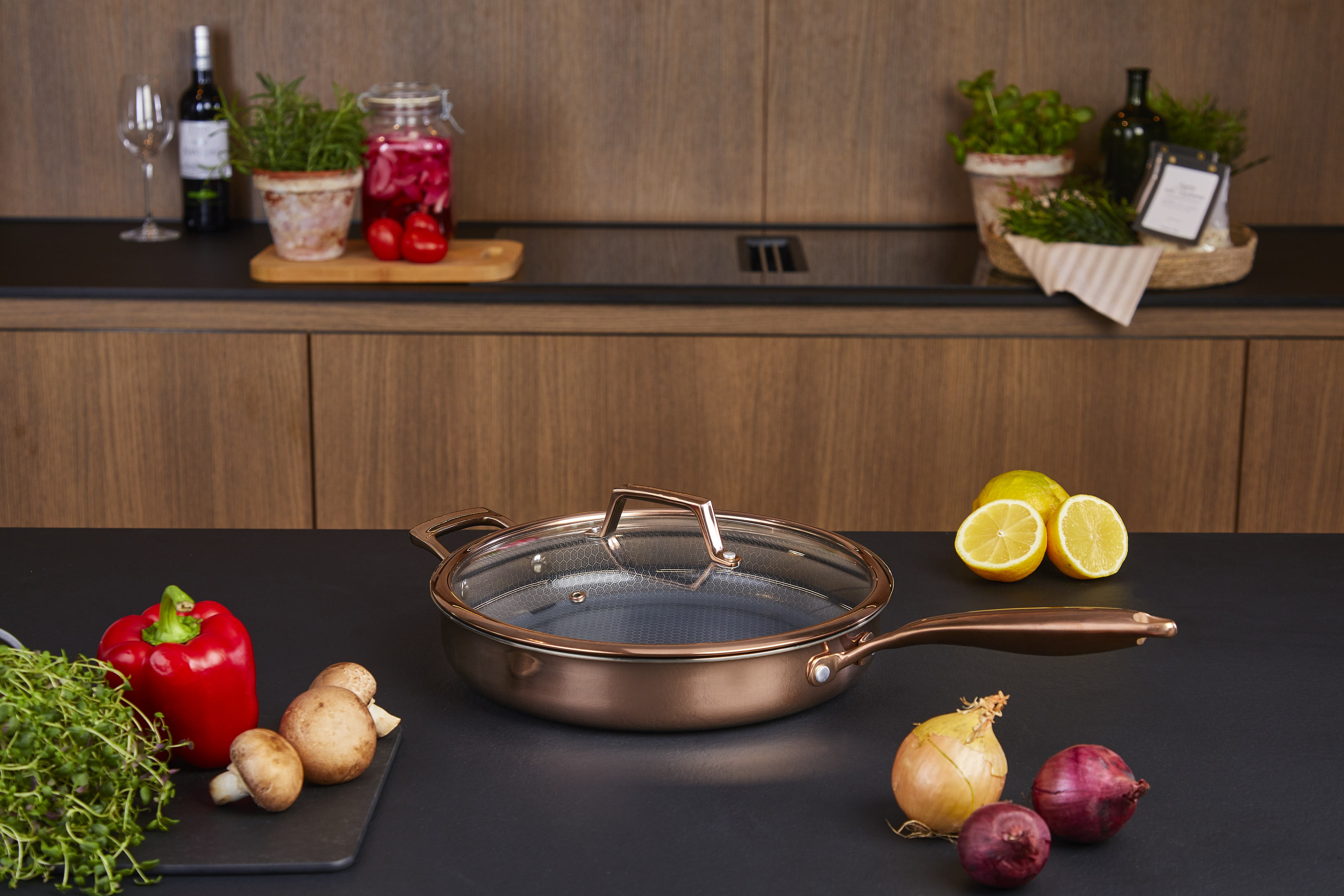 Hâws Santo Sauté‑panna 24 cm med lock Hybridbeläggning Rose Gold