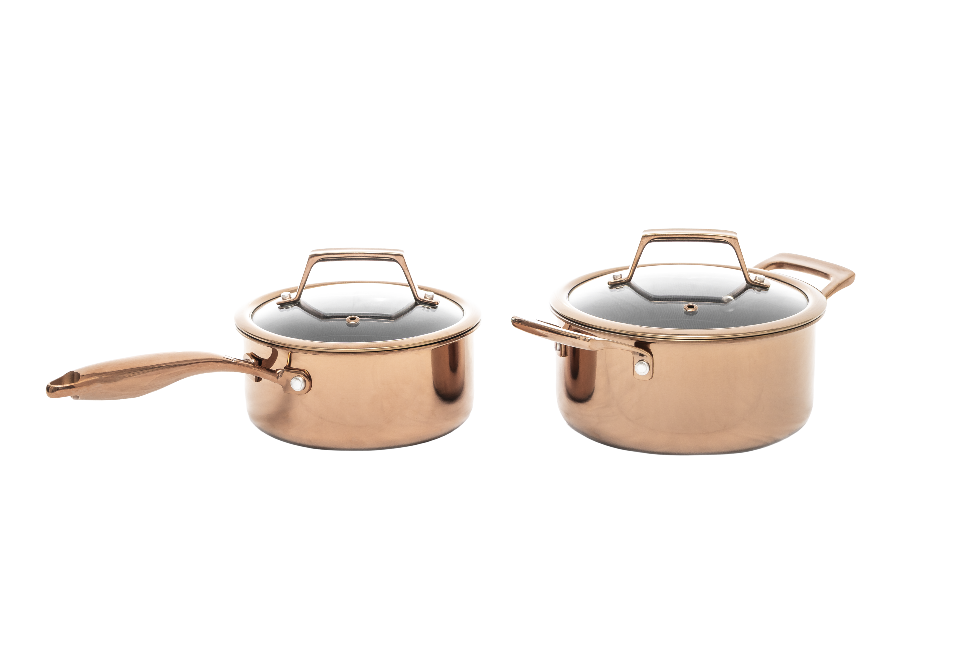 Hâws Santo Set: Kastrull 1,5 L & Gryta 2,2 L med lock Hybridbeläggning Rose Gold