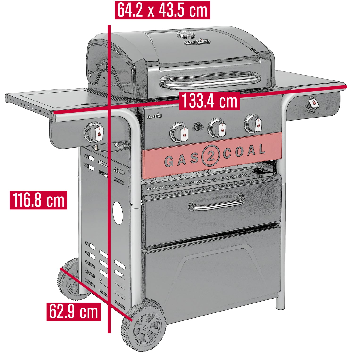 Char-Broil – Hybridgrill Gas2Coal 2.0 3+1 Brännare 140925