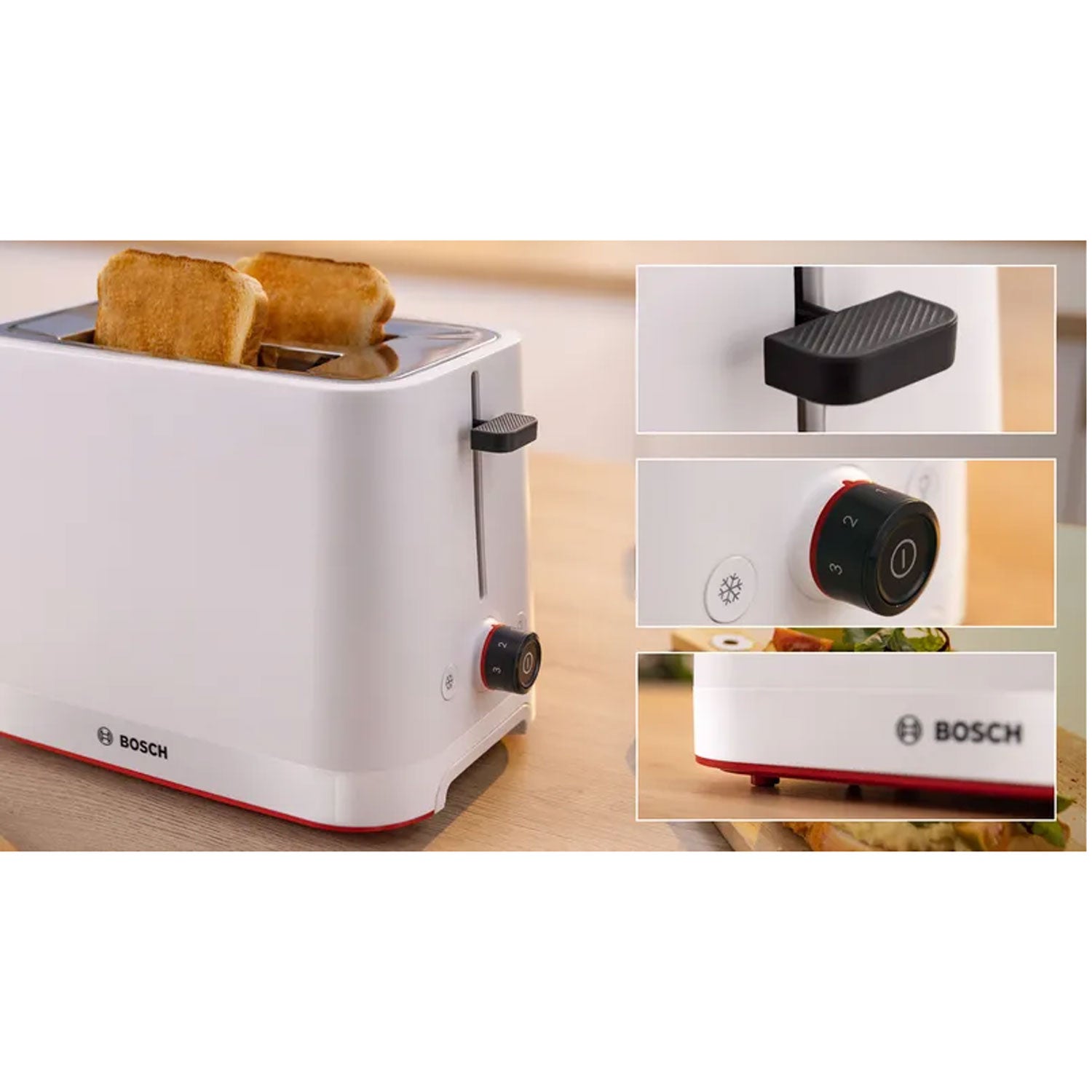 Bosch – Brödrost TAT3M121 Vit 950W Bagels Funktion.