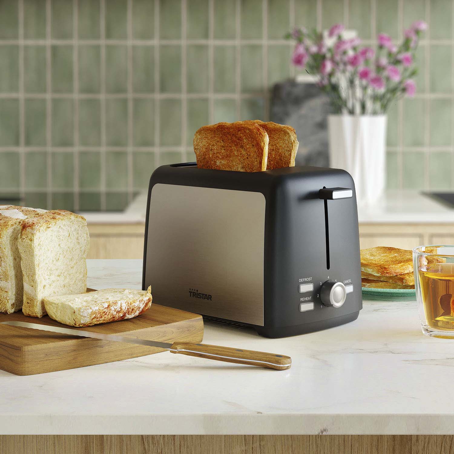 Tristar – Brödrost 2 skivors 800W Rostfri - BR-1058