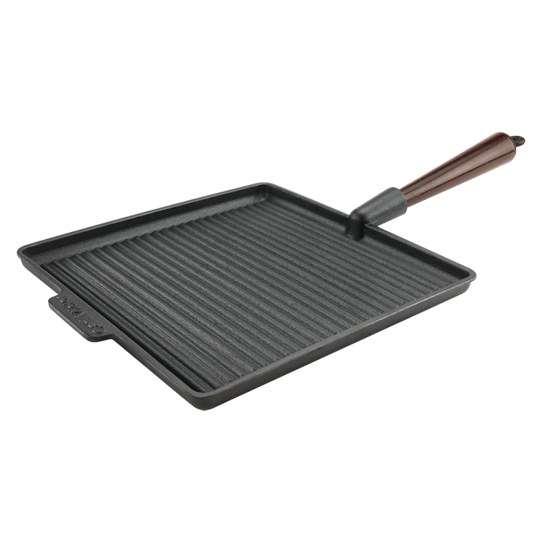Carl Victor Gjutjärn Gjutjärns Fyrkantig Grillpanna 28x28 cm Trähandtag