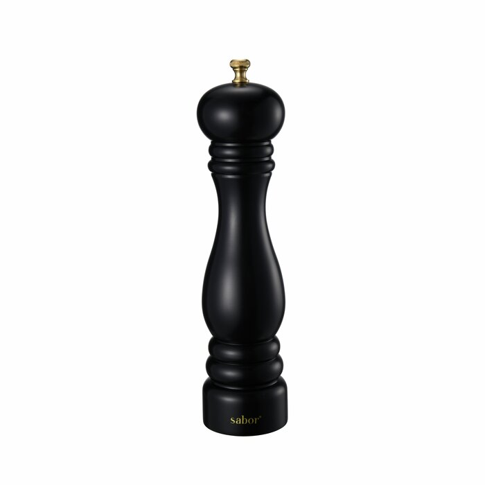 Sabor Saltkvarn D6,5 H25 cm, Bøk, keramisk kvern, stål 18/8, svart