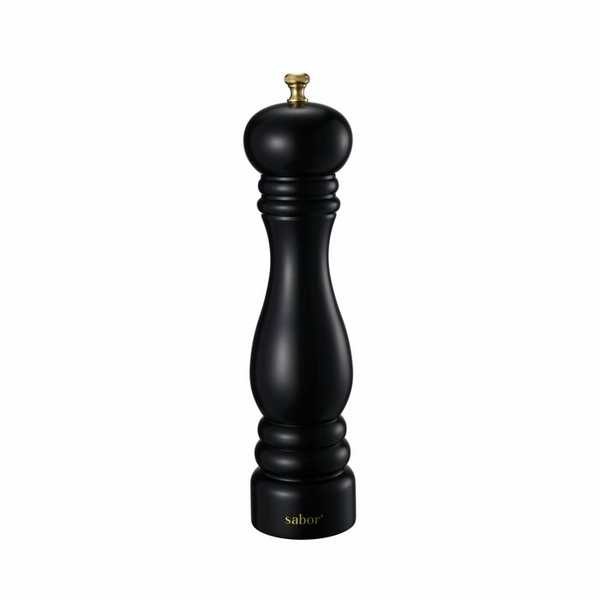 Sabor Saltkvarn D6,5 H25 cm, Bøk, keramisk kvern, stål 18/8, svart