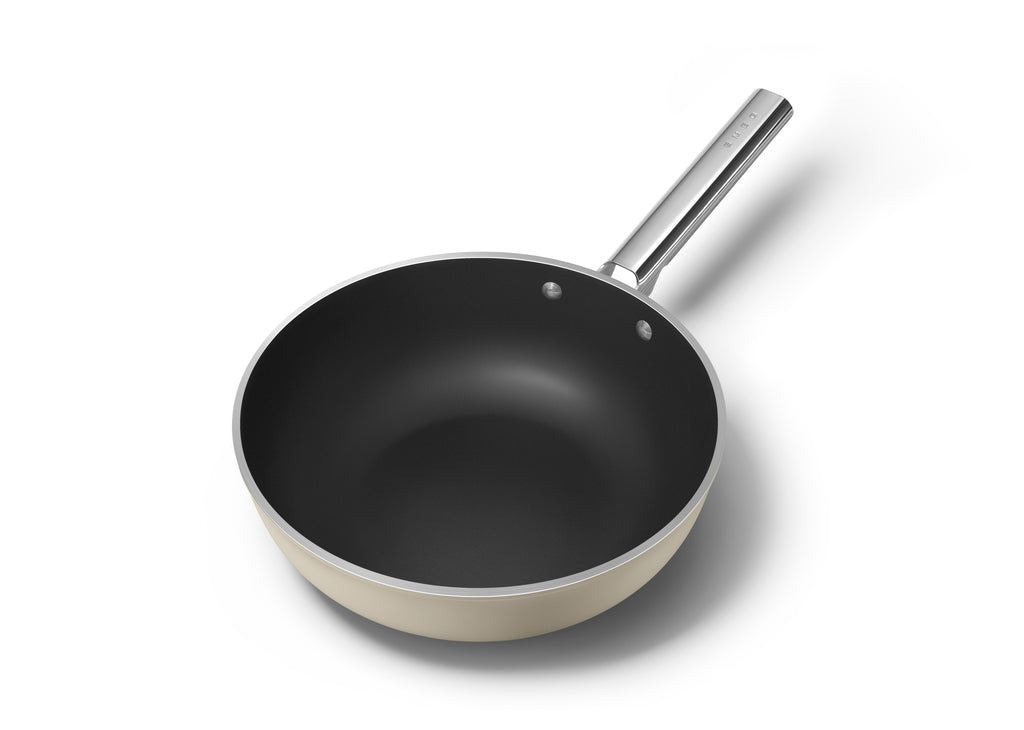 Smeg Keramisk Wok 30 cm Non-Stick - Creme