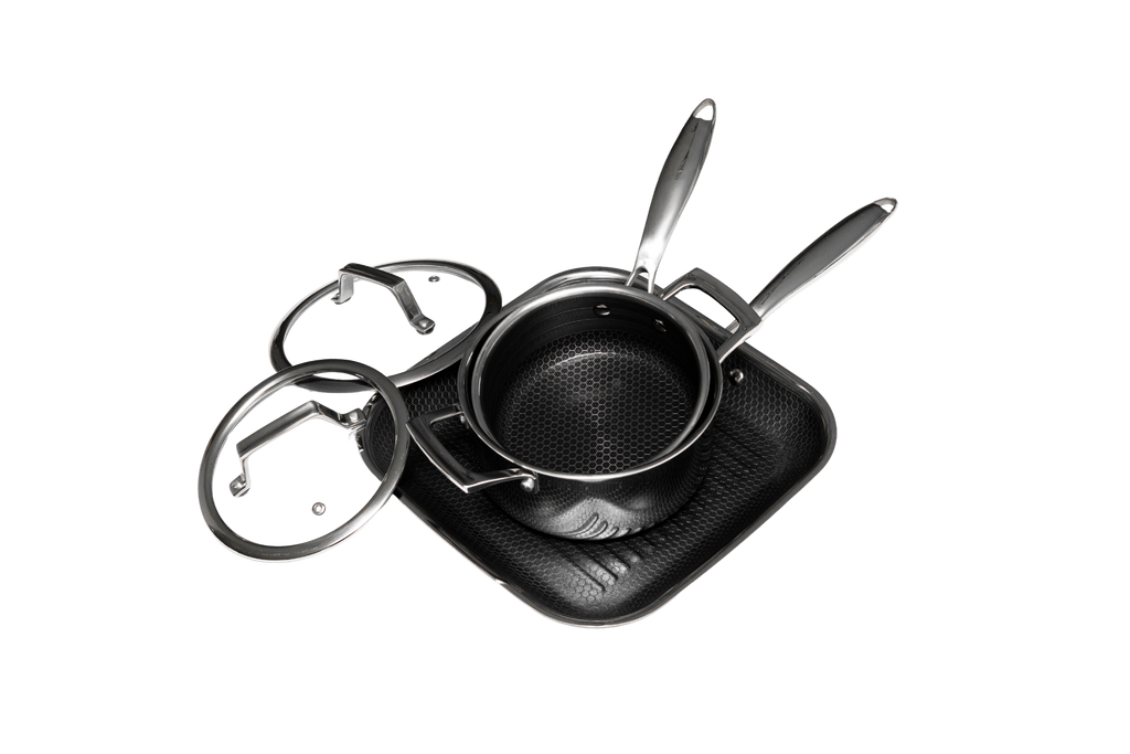 Hâws Santo Kastrull 1,5 L, Gryta 2,2 L med lock & Grillpanna 28 cm Hybridbeläggning – bild 2