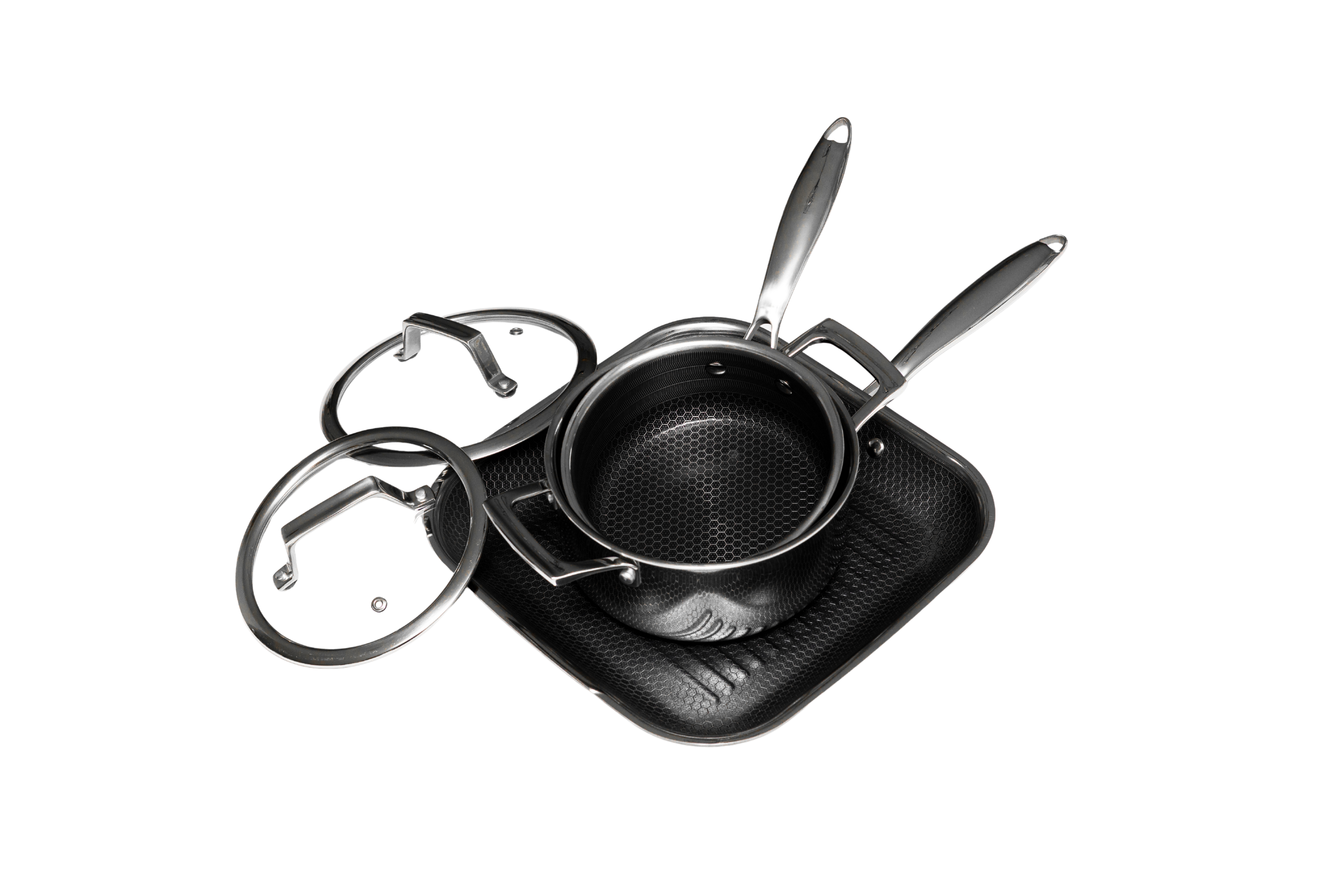 Hâws Santo Kastrull 1,5 L, Gryta 2,2 L med lock & Grillpanna 28 cm Hybridbeläggning – bild 2