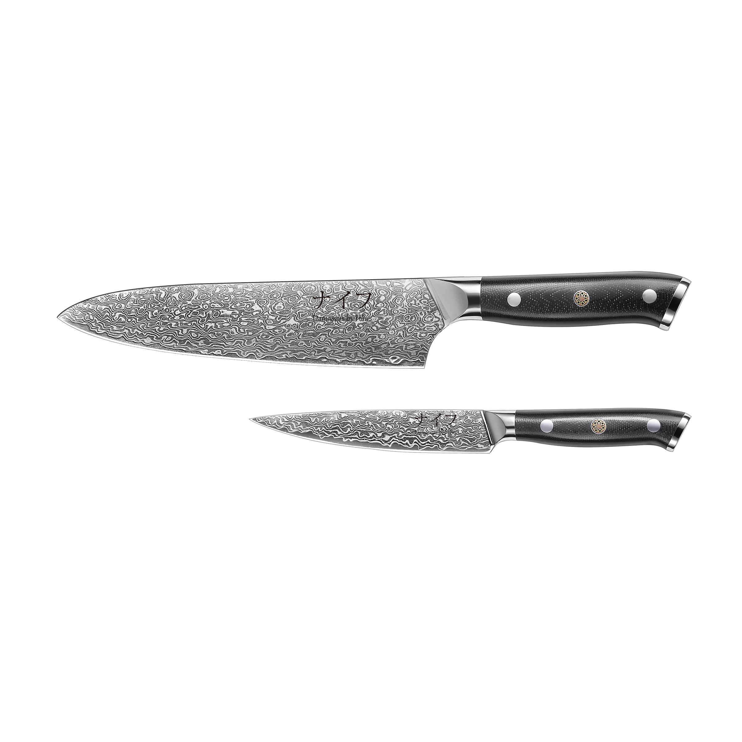 Damascus by Hâws Kockkniv 32 cm + Allkniv 24 cm G10