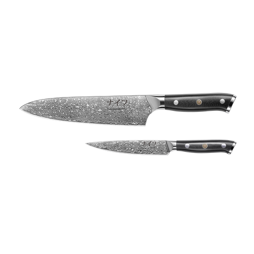 Damascus by Hâws Kockkniv 32 cm + Allkniv 24 cm G10